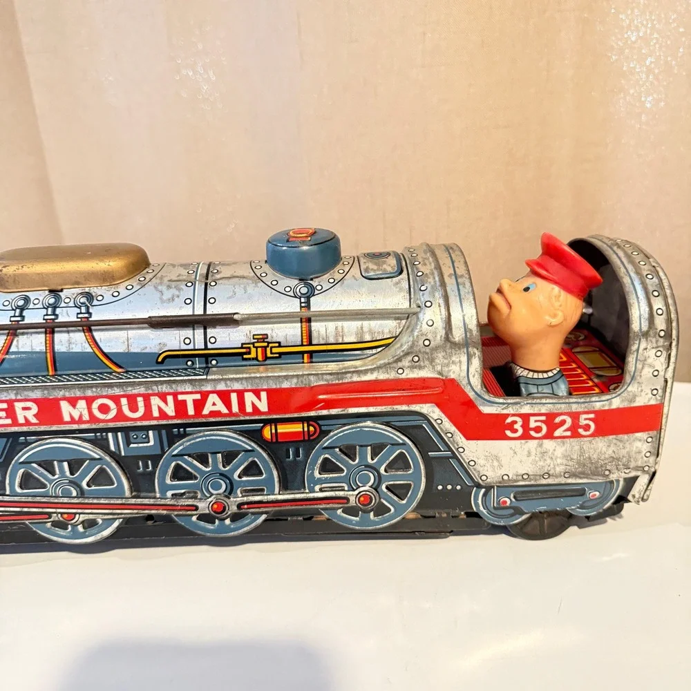 Vintage Silver Mountain 3525 Tin Litho Steam Locomotive Train Japan Toy